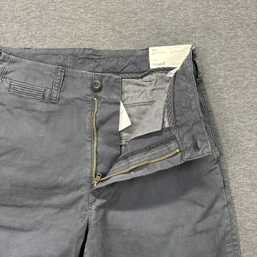 American Eagle baggy lived in khakis mens 28x29 TAG-28x30 flex gray Preppy‎ NEW